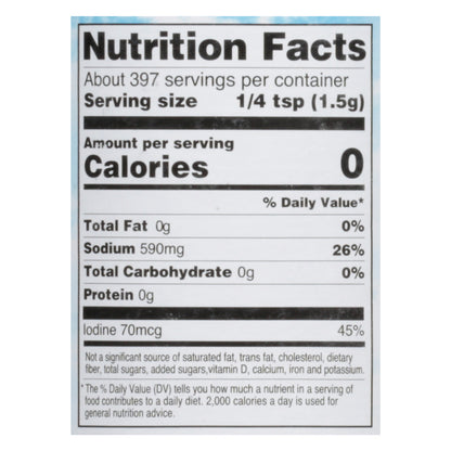 Hain Pure Foods Iodized Sea Salt 21 oz