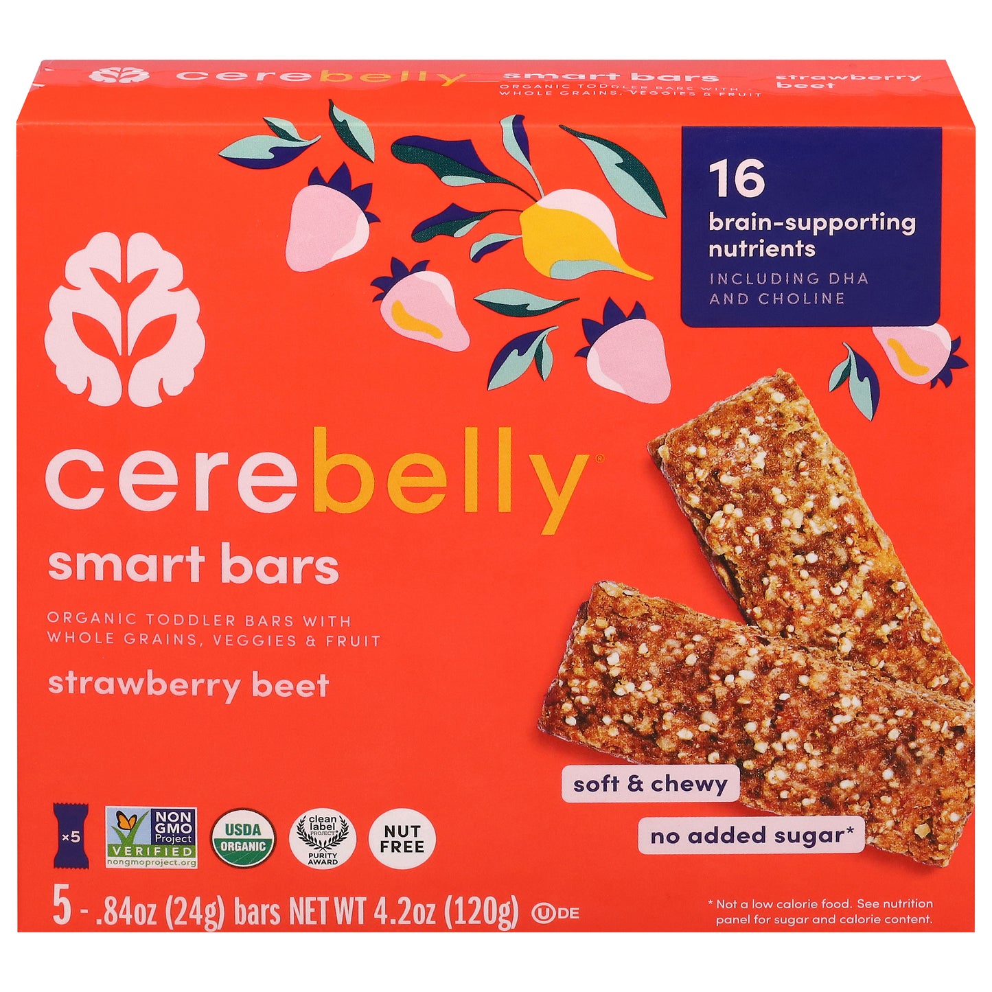 Cerebelly Strawberry Beet Smart Bars 5 - 0.84 oz Bars