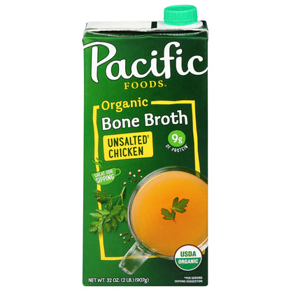 Pacific Foods Organic Unsalted Chicken Bone Broth 32 oz