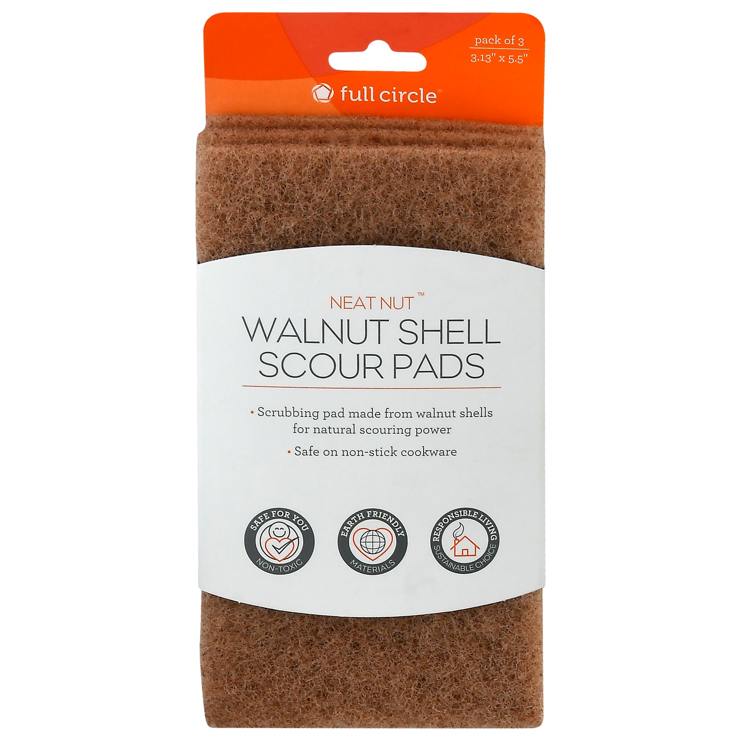 Full Circle Neat Nut Walnut Shell Scour Pads 3 ea