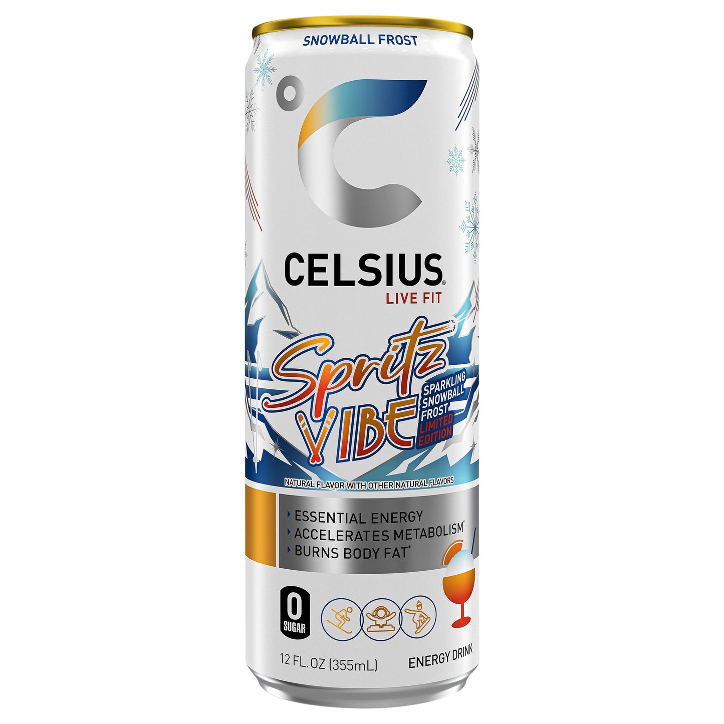 CELSIUS Sparkling Spritz Vibe, Functional Energy Drink 12 Fl Oz Single Can