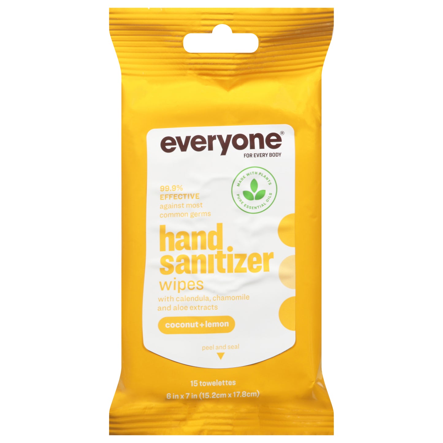 Everyone Towelettes Coconut + Lemon Hand Sanitizer Wipes 15 ea