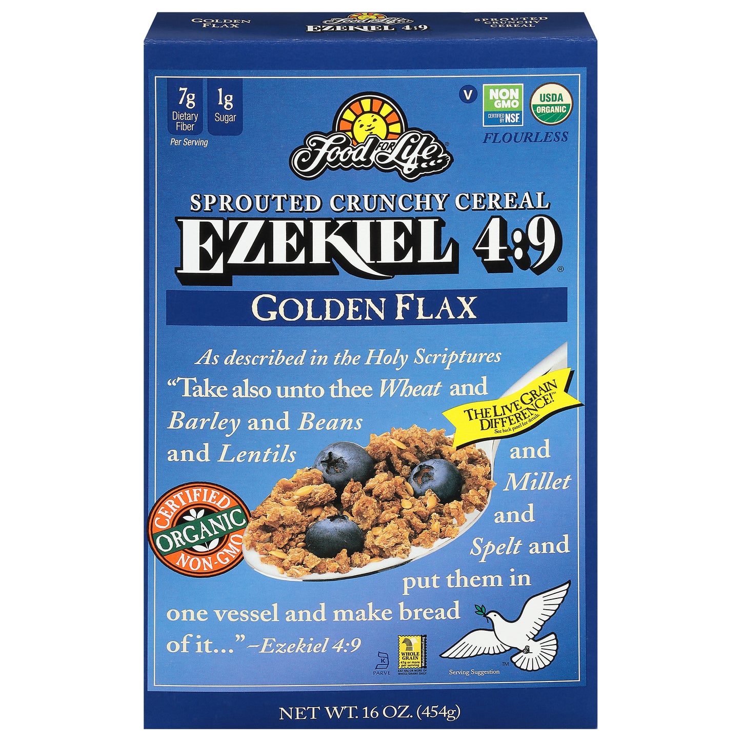 Food for Life Ezekiel 4:9 Golden Flax Flourless Sprouted Crunchy Golden Flax Cereal 16 oz