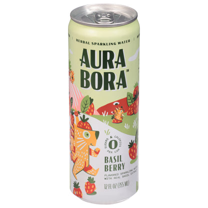 Aura Bora Basil Berry Herbal Sparkling Water 12 fl oz