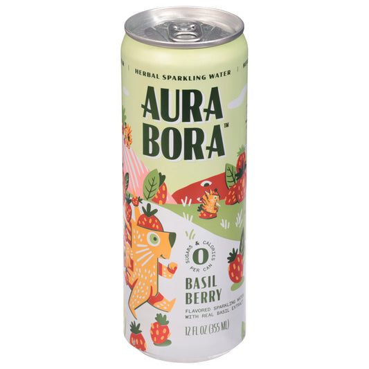 Aura Bora Basil Berry Herbal Sparkling Water 12 fl oz