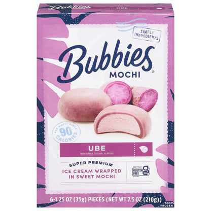 Bubbies Super Premium Ube Ice Cream 6 - 1.25 oz Pieces