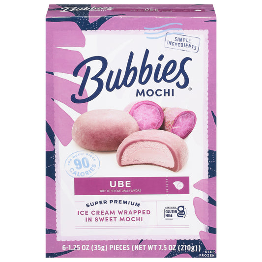 Bubbies Super Premium Ube Ice Cream 6 - 1.25 oz Pieces