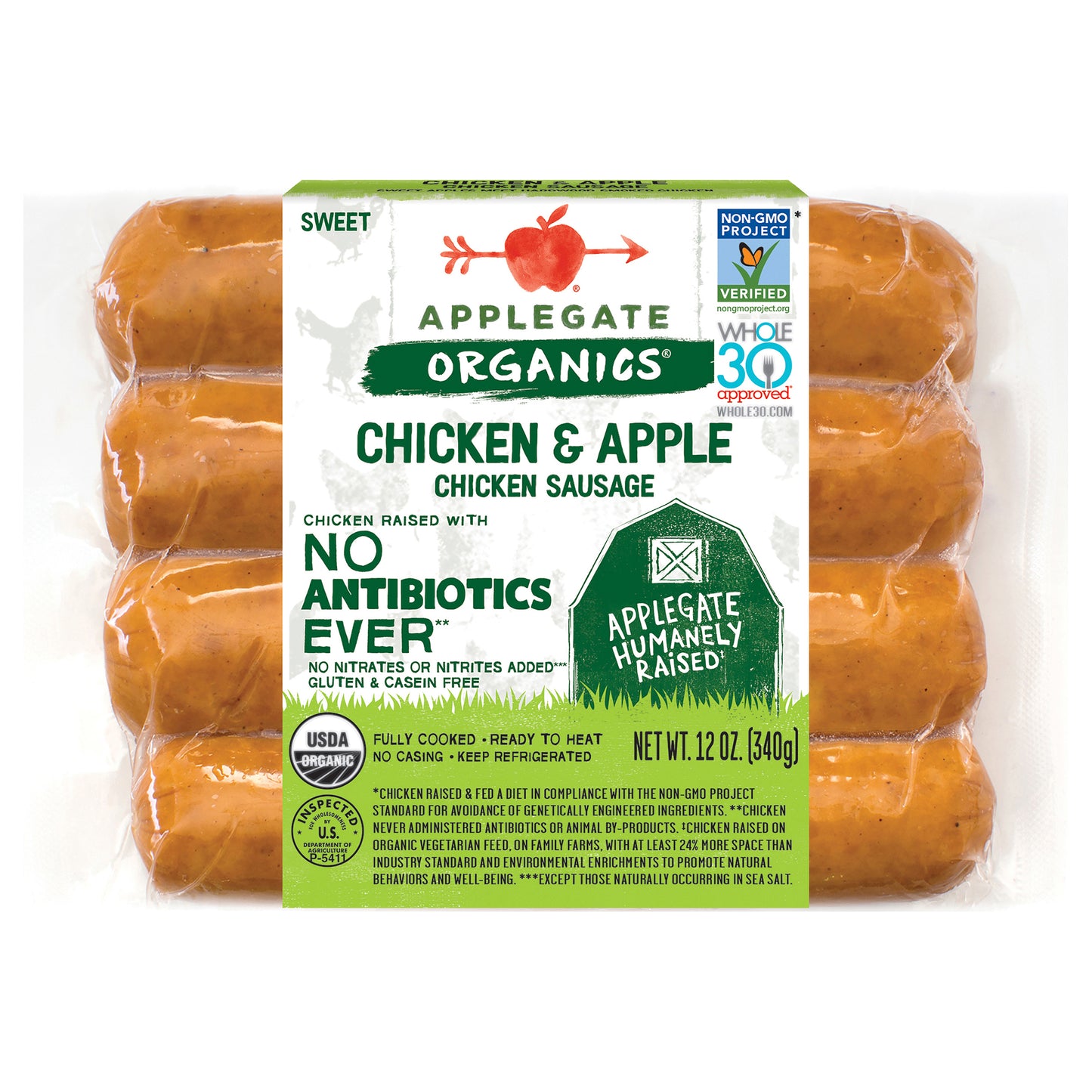 Applegate Organic Chicken & Apple Sausage, 12oz