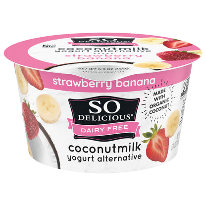 So Delicious Dairy Free Coconut Milk Yogurt Alternative, Strawberry Banana, Vegan, Gluten Free, 5.3 oz Container
