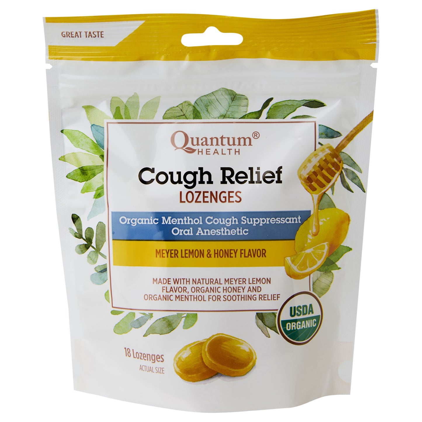 Quantum Health Lozenges Meyer Lemon & Honey Flavor Cough Relief 18 Lozenges 18 ea