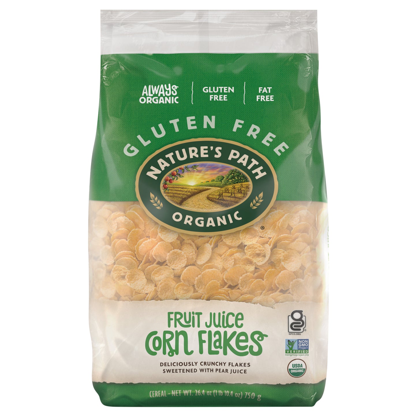 Nature's Path Organic Fruit Juice Sweetened Corn Flakes Cold Cereal 26oz EcoPac Bag