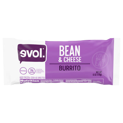 Evol Bean and Cheese Burrito, Vegetarian, Frozen Meal, 6 oz.