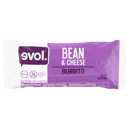 Evol Bean and Cheese Burrito, Vegetarian, Frozen Meal, 6 oz.
