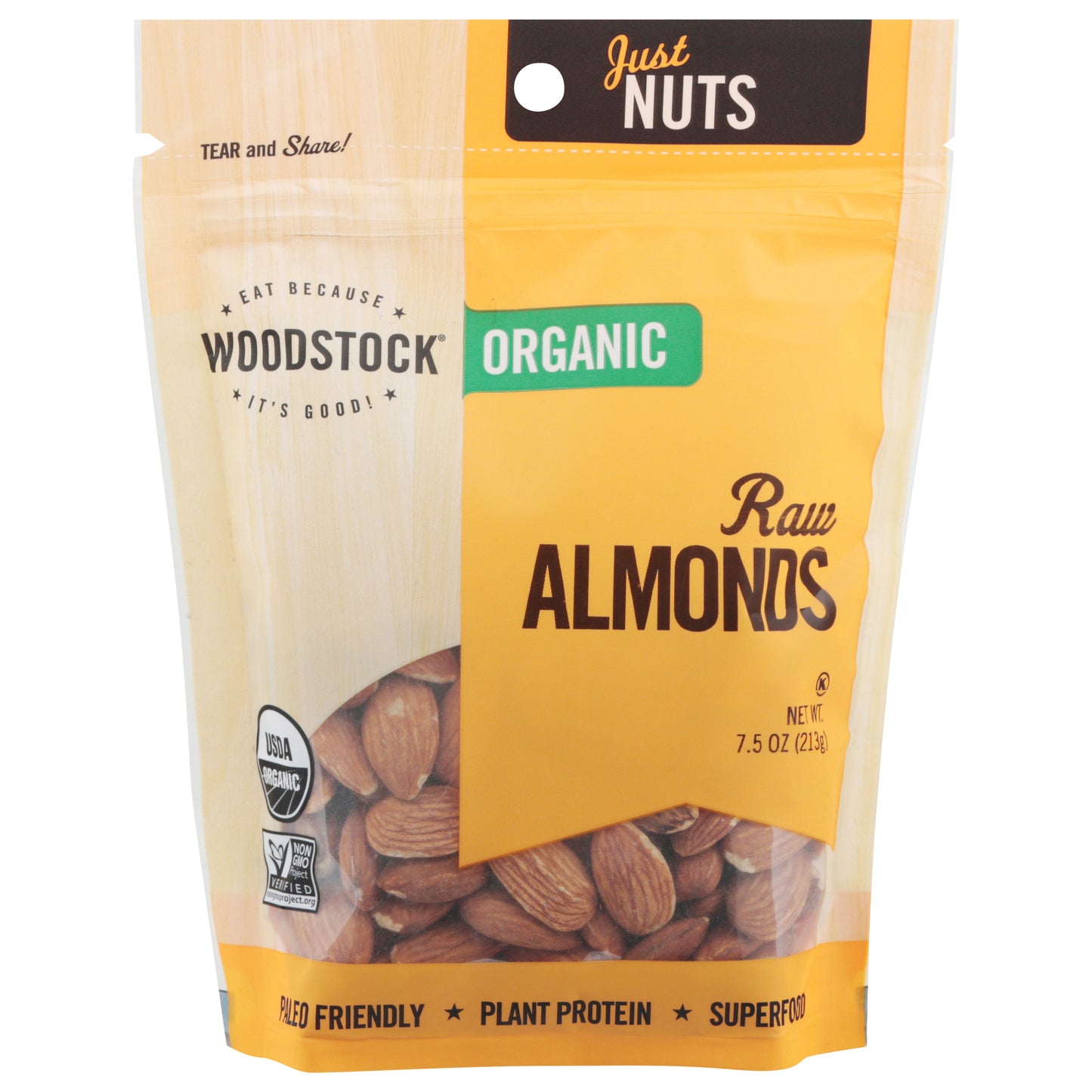 Woodstock Raw Organic Almonds 7.5 oz