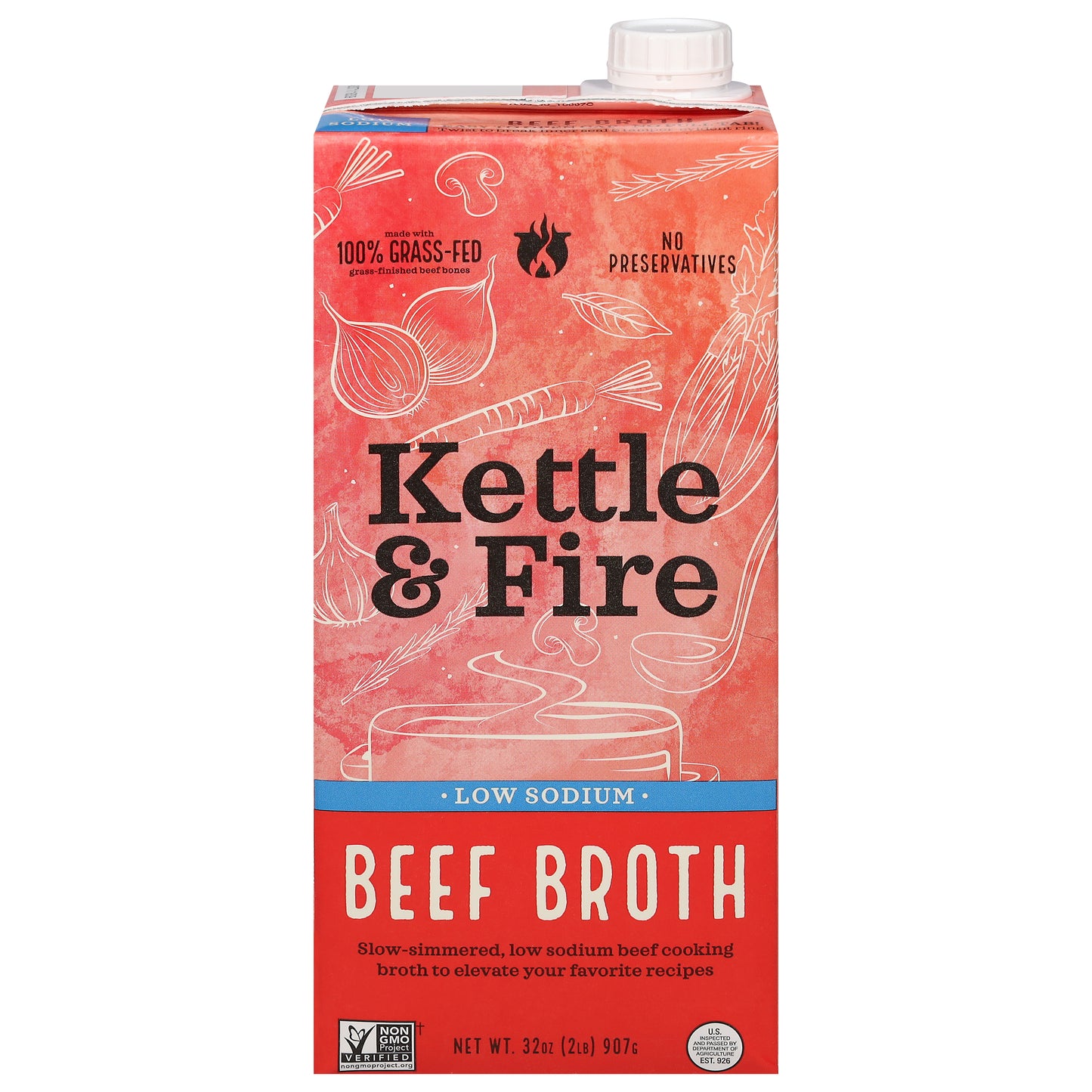 Kettle & Fire Low Sodium Beef Broth 32 oz