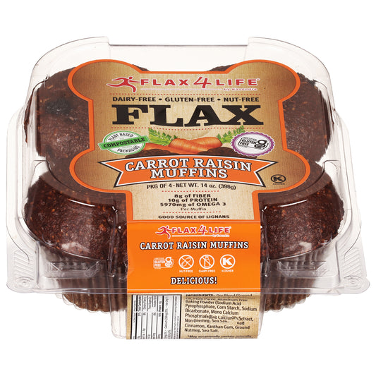 Flax4Life Flax Carrot Raisin Muffins 4 ea