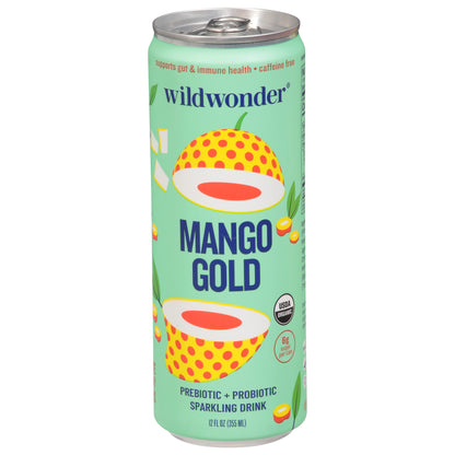 Wildwonder Prebiotic + Probiotic Mango Gold Sparkling Drink 12 fl oz