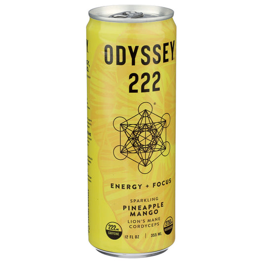 Odyssey, 222 Energy + Focus Sparkling Pineapple Mango, 12 Fl Oz
