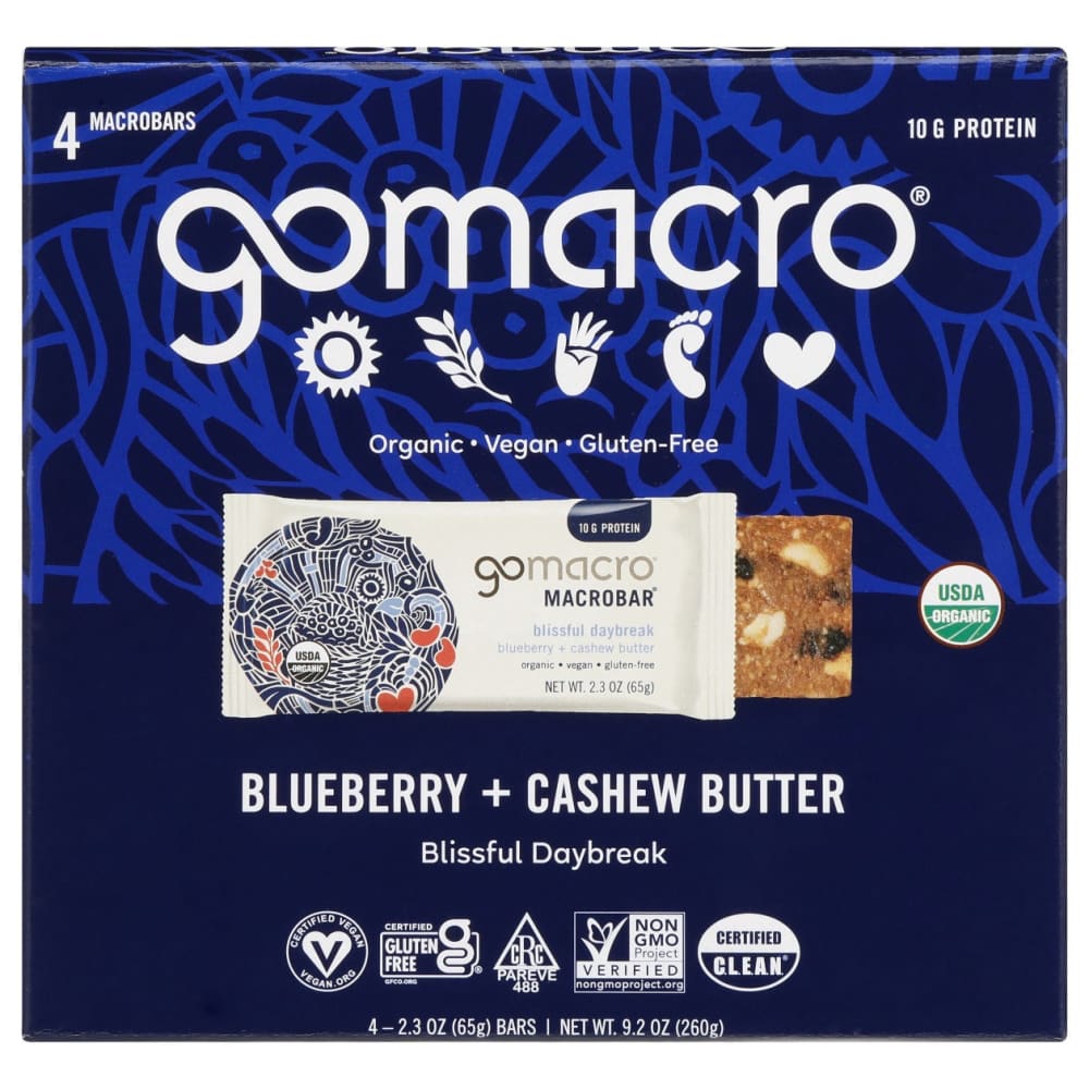 GoMacro Bars, Blueberry + Cashew Butter