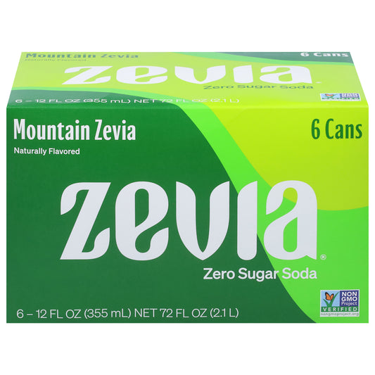 Zevia Zero Sugar Mountain Zevia Soda 6 - 12 fl oz Cans