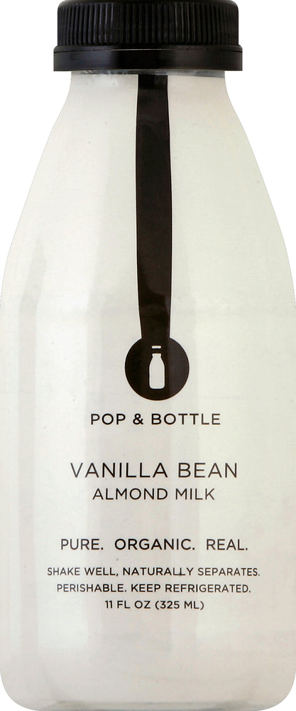 Pop & Bottle, Organic Vanilla Bean Almond Milk, 11 Fl Oz