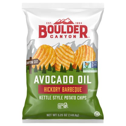 5.25 oz Boulder Canyon Avocado Oil Hickory BBQ Kettle Chip