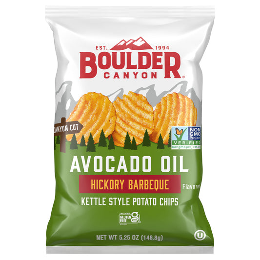 5.25 oz Boulder Canyon Avocado Oil Hickory BBQ Kettle Chip