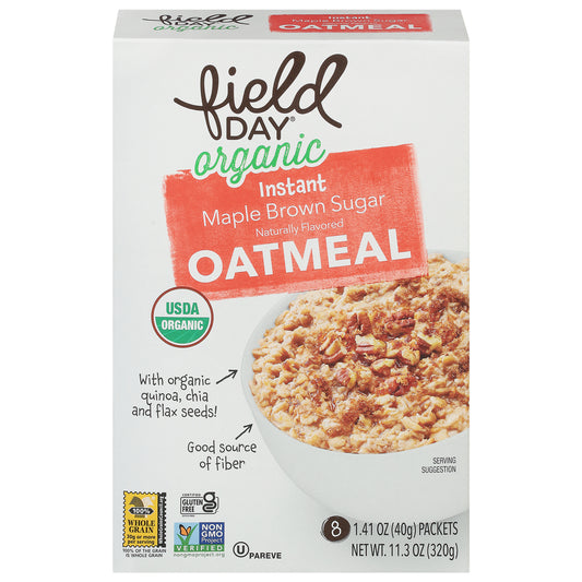 Field Day Instant Organic Maple Brown Sugar Oatmeal 8 - 1.41 oz Packets