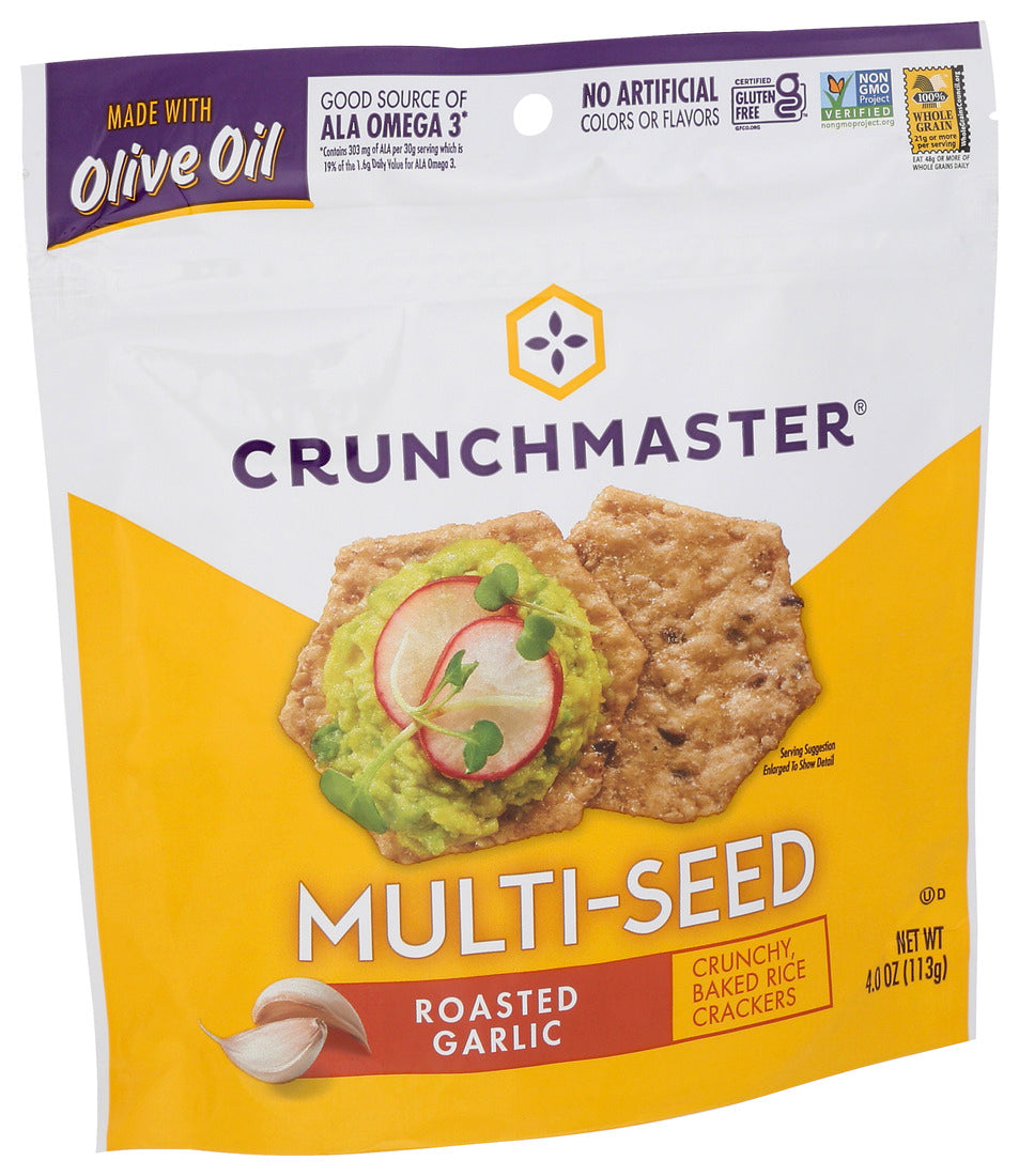 Crunchmaster, Multi Seed Roasted Garlic Crackers, 4 Oz