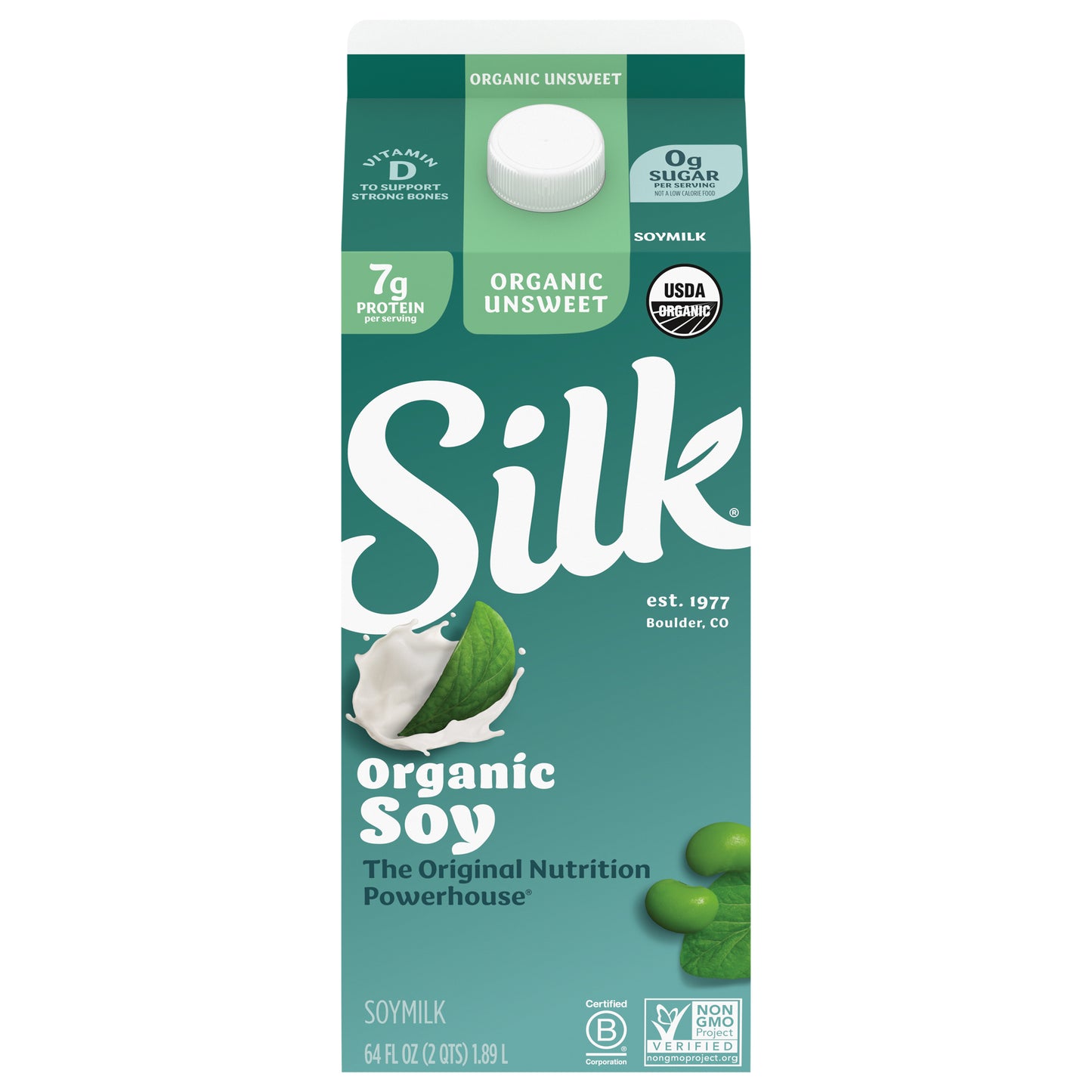 Silk Organic Unsweetened Soy Milk, Half Gallon