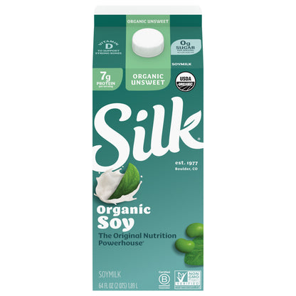 Silk Organic Unsweetened Soy Milk, Half Gallon