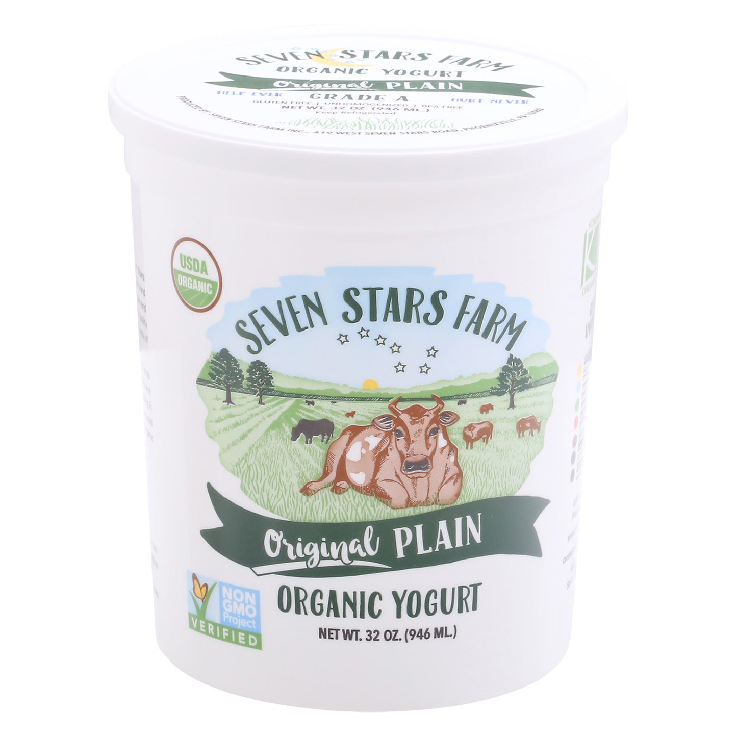 Seven Stars Farm Organic Original Plain Yogurt 32 oz