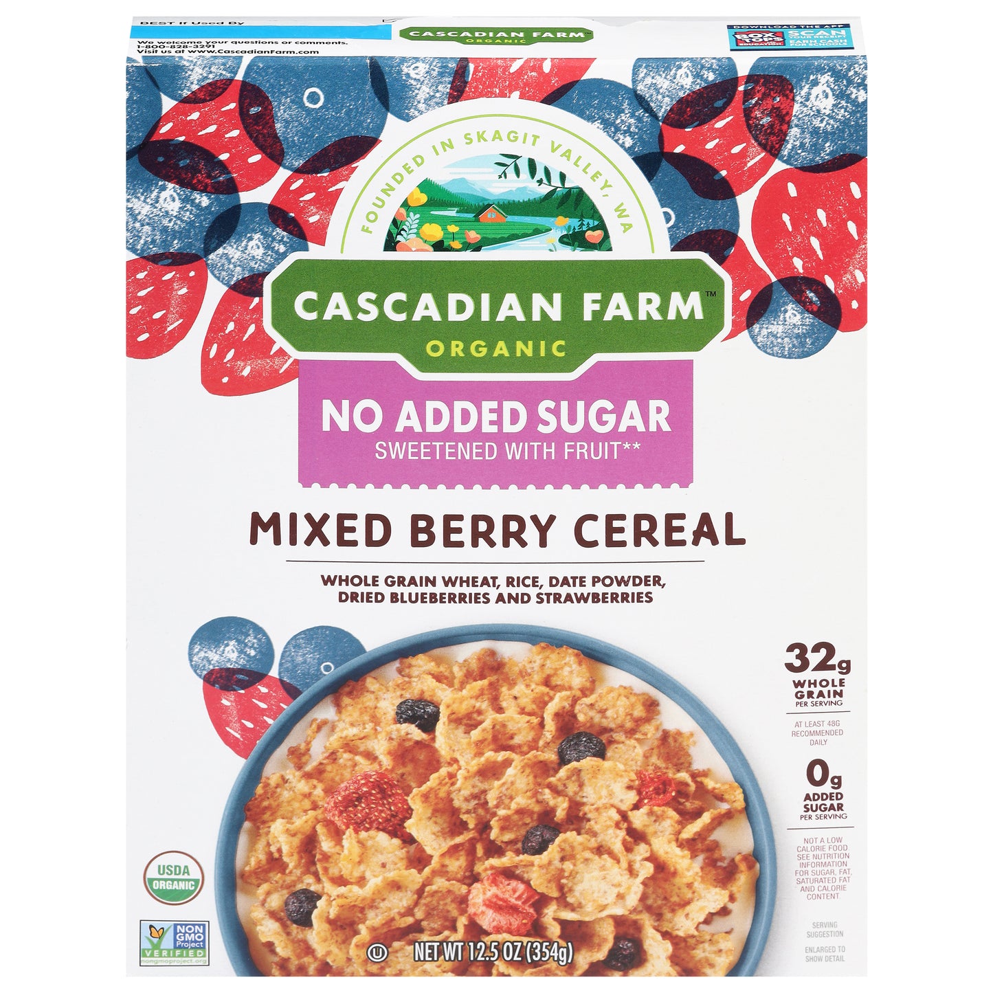 Cascadian Farm Organic No Added Sugar Mixed Berry Cereal 12.5 oz