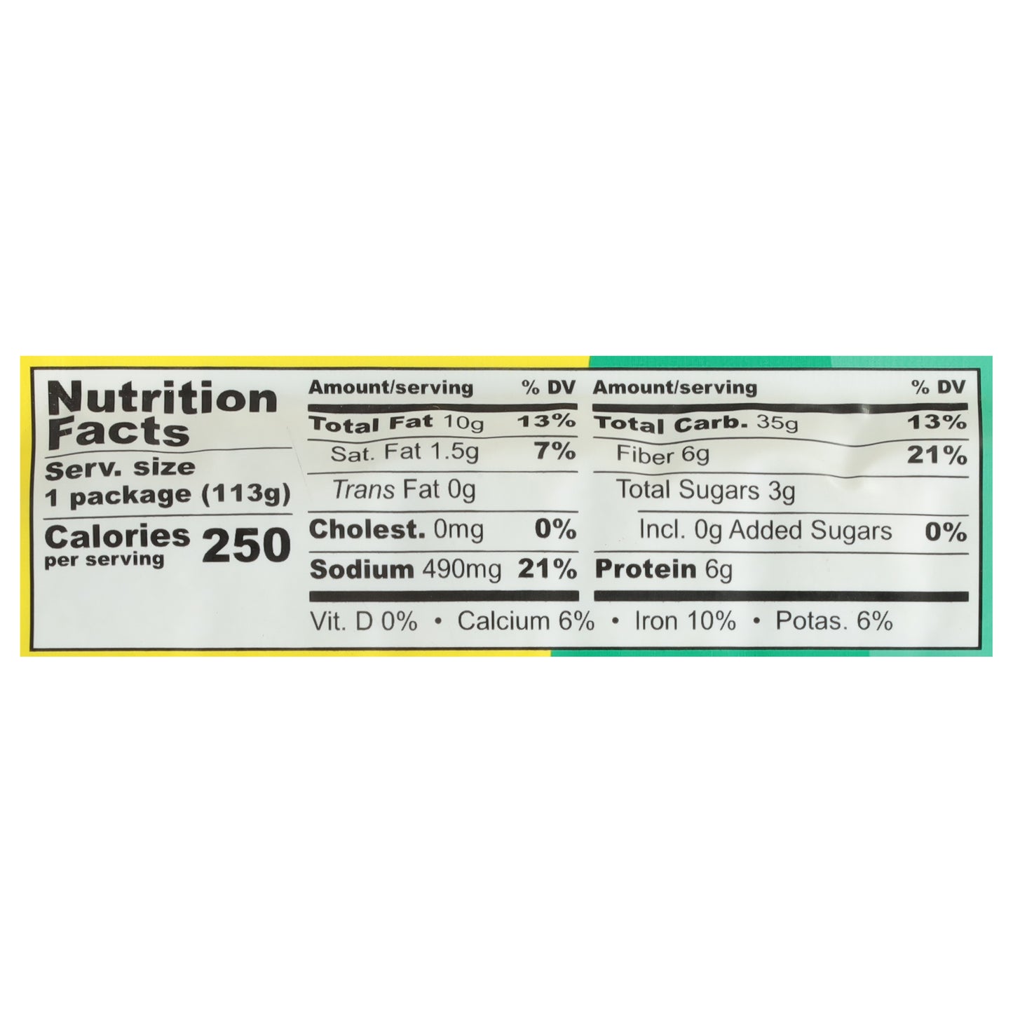 Fillos Bean Salsa Verde Corn Bar 4 oz