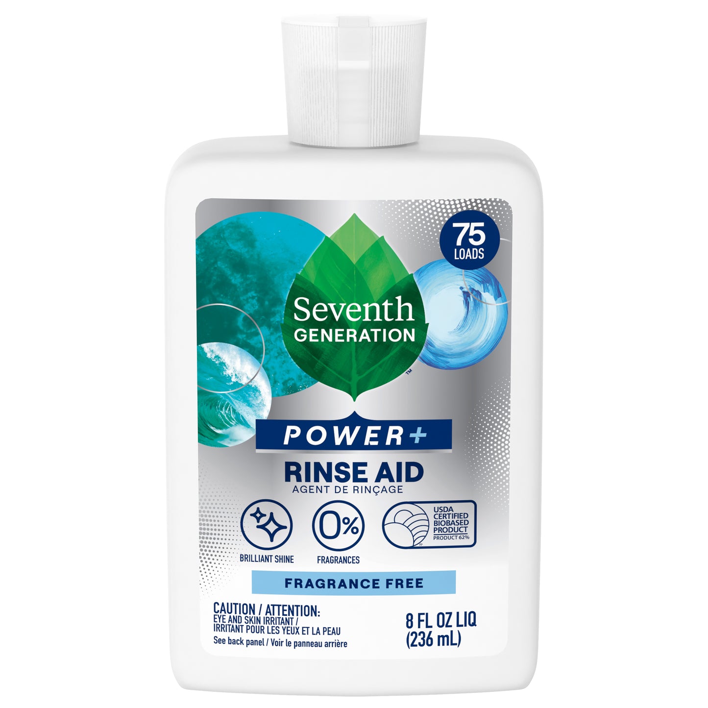 Seventh Generation Power+ Dishwasher Liquid Rinse Aid Free & Clear 8 oz