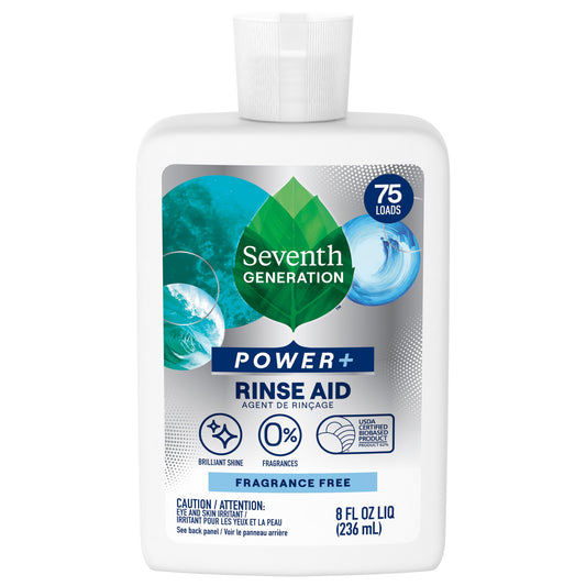 Seventh Generation Power+ Dishwasher Liquid Rinse Aid Free & Clear 8 oz