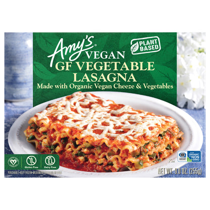 Amy's Vegan Gluten Free Frozen Vegan Vegetable Lasagna, 9 oz.