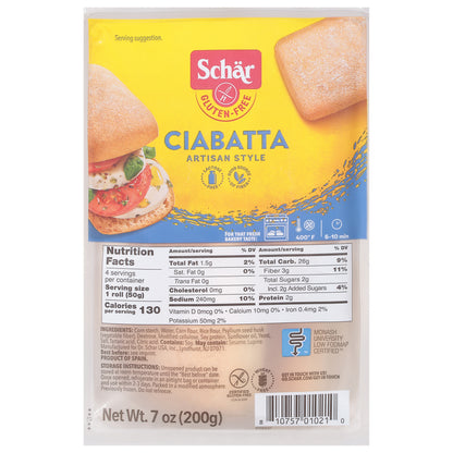 Schar Gluten-Free Artisan Style Ciabatta 7 oz