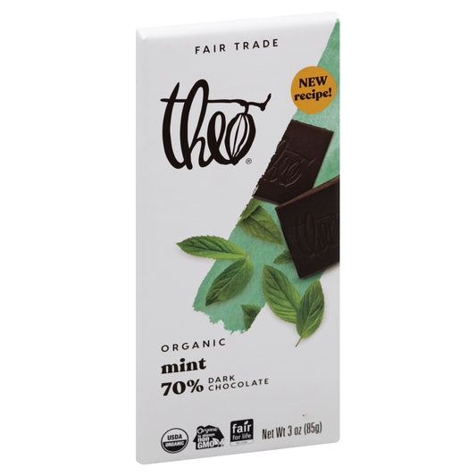 Theo Organic 70% Mint Dark Chocolate 3 oz