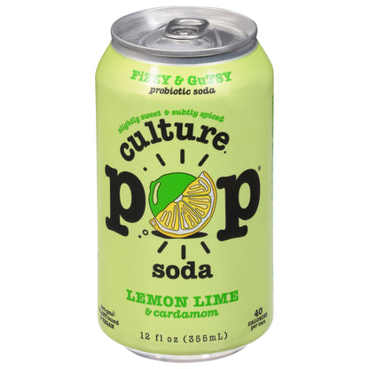 Culture Pop Lemon Lime & Cardamom Probiotic Soda 12 fl oz