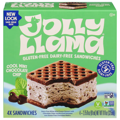 Jolly Llama Cool Mint Chocolate Chip Sandwiches 4 Ea