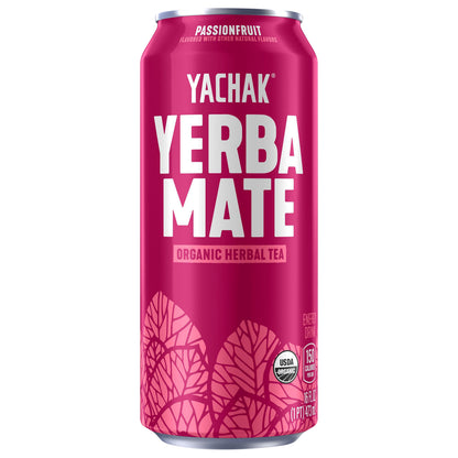 Yachak Yerba Mate Organic Herbal Tea Energy Drink Passionfruit 16 Fl Oz
