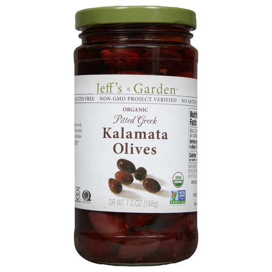 Jeff's Garden Organic Pitted Greek Kalamata Olives, 7 oz Dr. Wt.
