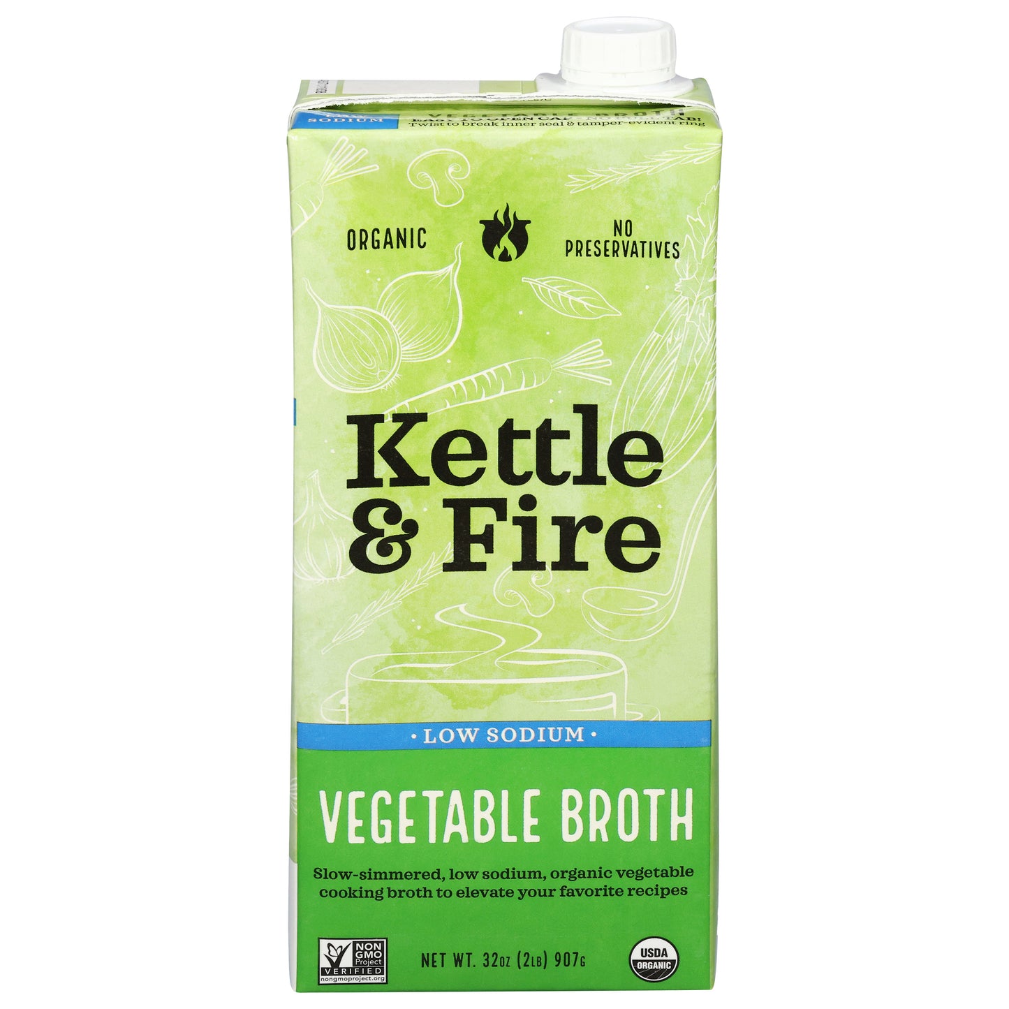 Kettle & Fire Low Sodium Vegetable Broth 32 oz