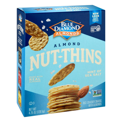 Blue Diamond Nut-Thins Hint of Sea Salt Rice Crackers Snacks with Almonds 4.25 oz