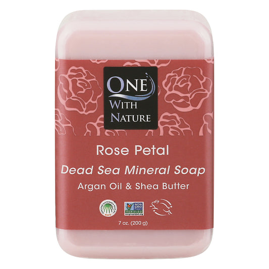 One with Nature Dead Sea Mineral Rose Petal Soap 7 oz