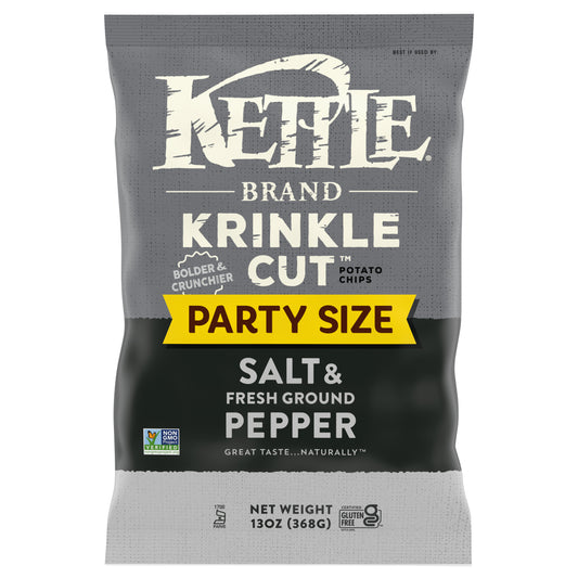 Kettle Brand Krinkle Cut Salt & Ground Pepper Salt & Fresh Ground Pepper Potato Chips Party Size 13 oz