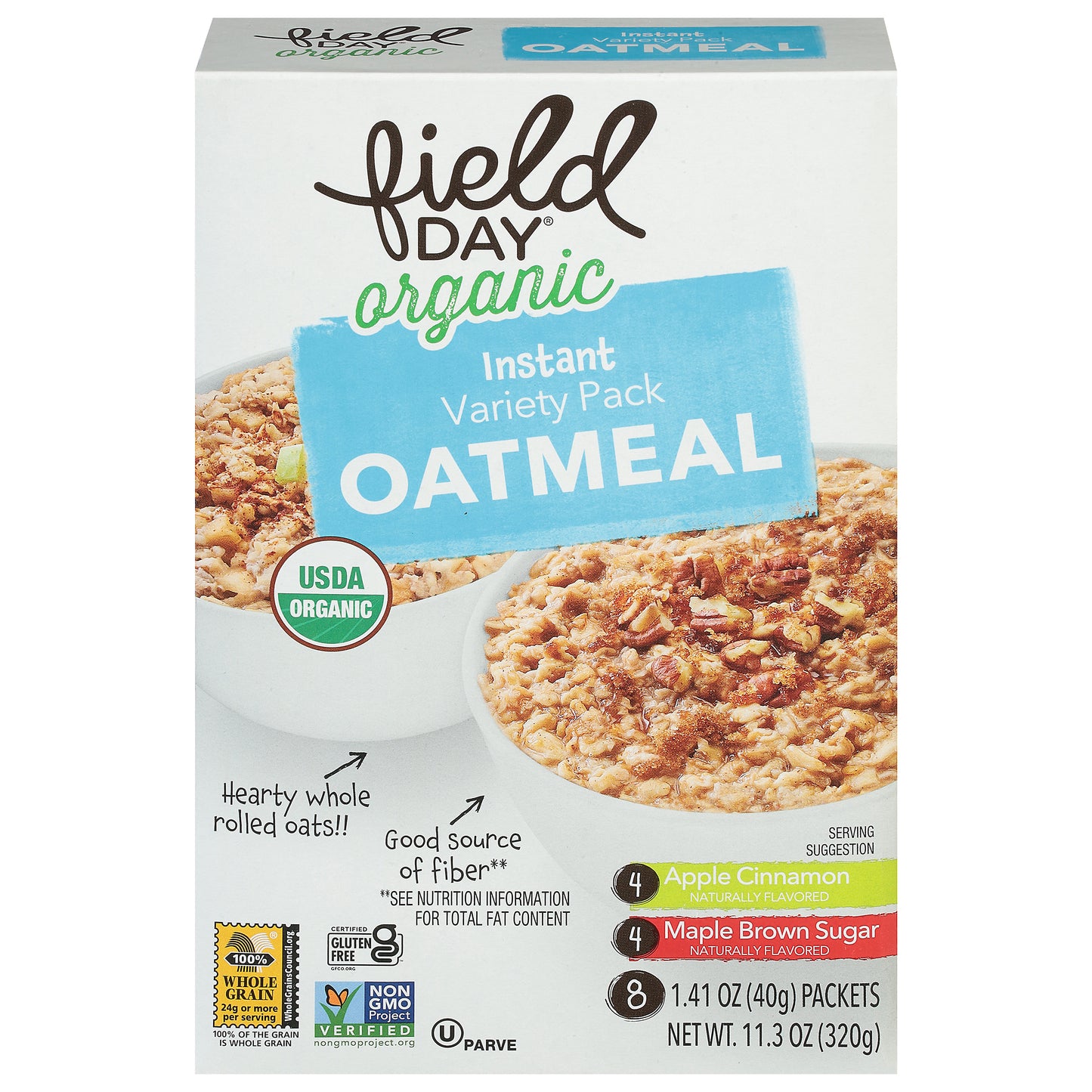 Field Day Instant Organic Oatmeal Variety Pack 8 - 1.41 oz Packets