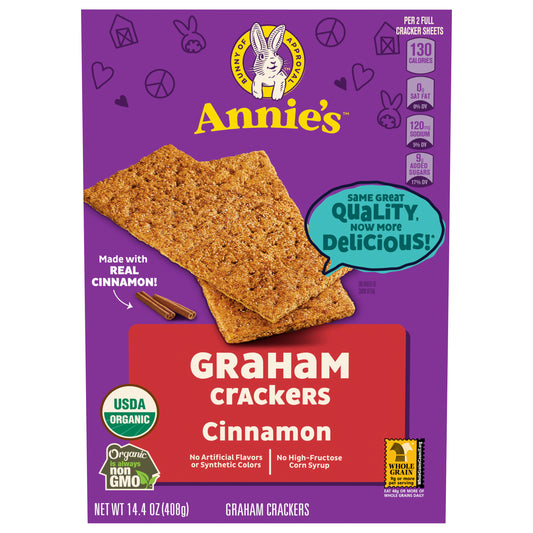 Annie's Organic Graham Crackers, Cinnamon, Made With Whole Grain, 14.4 oz