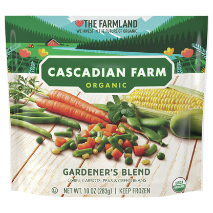 Cascadian Farm Organic Gardener's Blend with Corn, Carrots, Peas, and Green Beans, Frozen Vegetables, 10 oz Bag